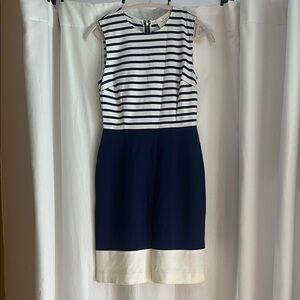 Kate Spade Navy and White Sheath Midi Dress